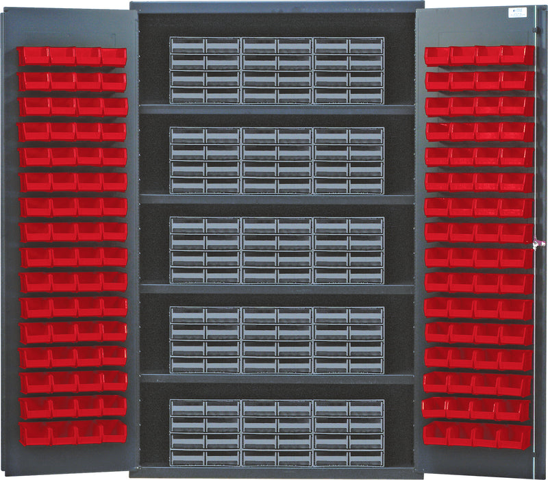 Quantum Storage Cabinets with Bins – 24" x 48" x 78" – QSC Series – QSC-QIC83 – Red