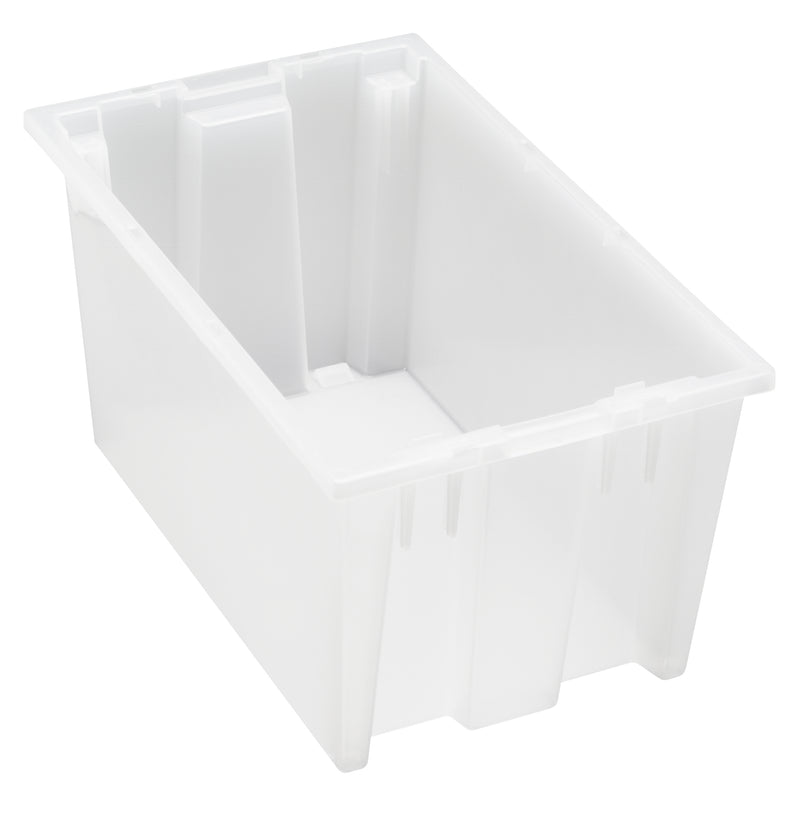 Quantum Clear-View Stack & Nest Totes – SNT180CL to SNT225CL – Case Pack – 18" x 11" x 9" – SNT185CL – Clear