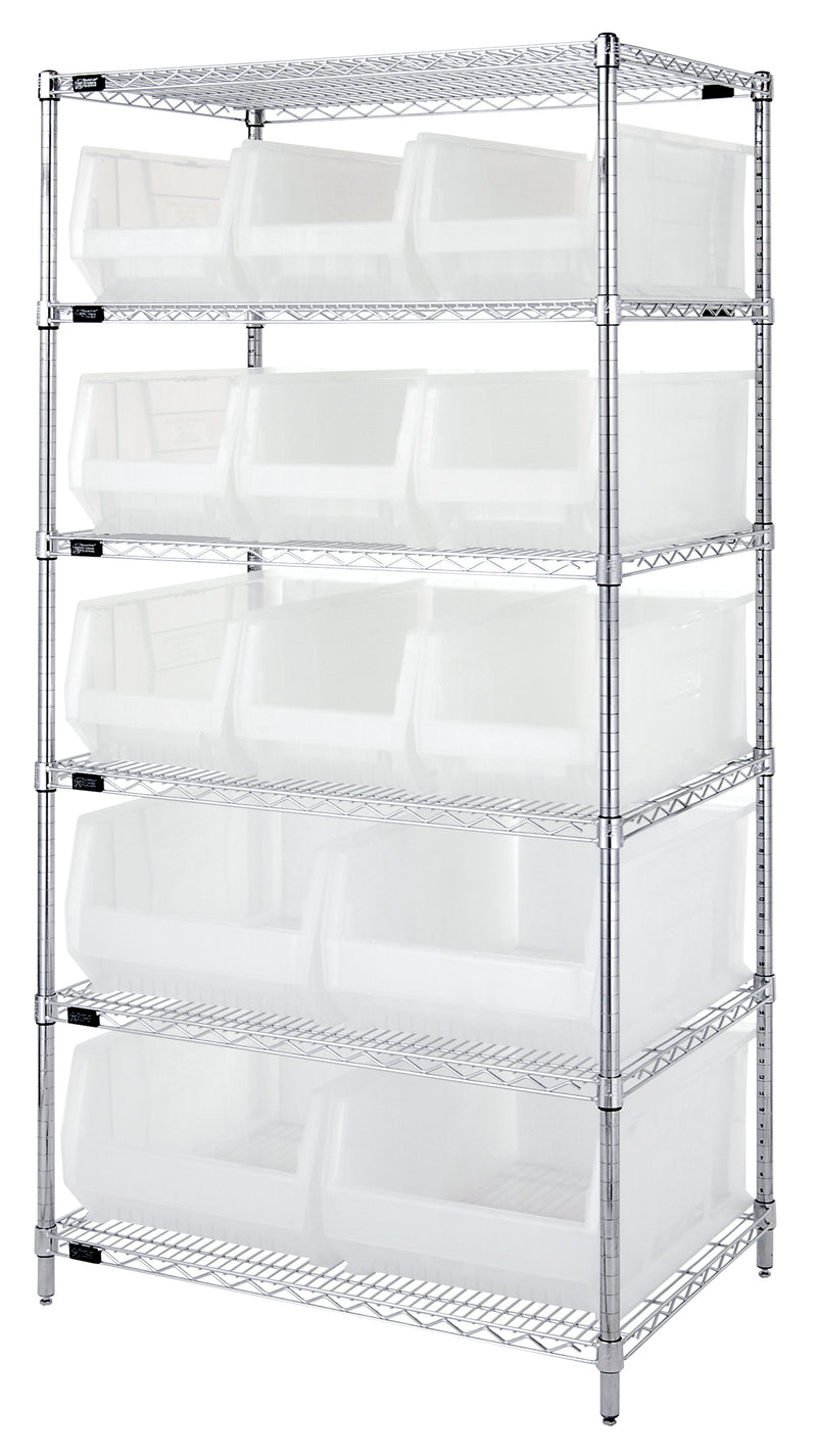 Quantum 24" Wire Shelving Systems – 36" x 24" x 74" – WR6-953 to WR8-950 – WR6-953 – 954 – Clear