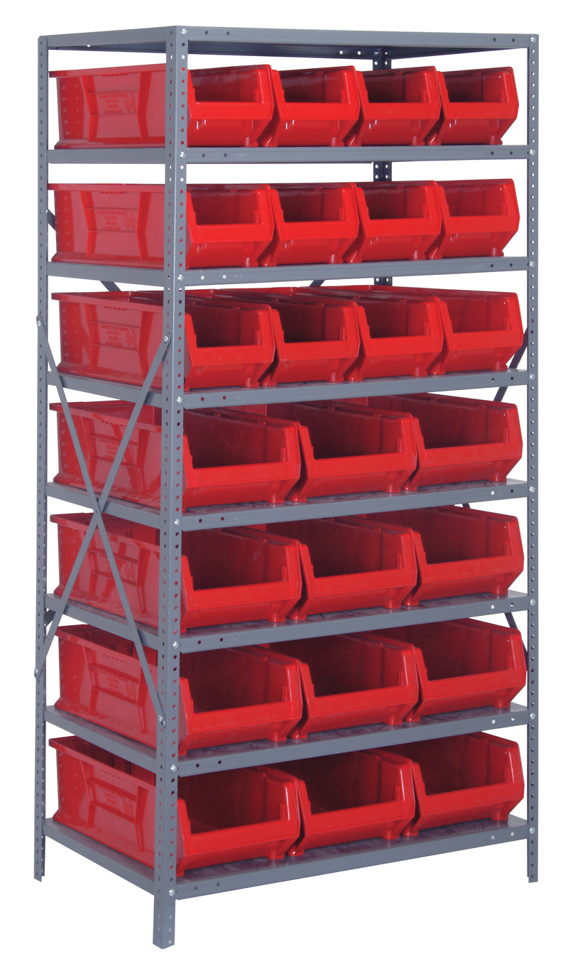 Quantum 24" Steel Shelving Systems – 24" x 36" x 75" – 2475-950952 to 2475-953954 – 2475-950952 – Red