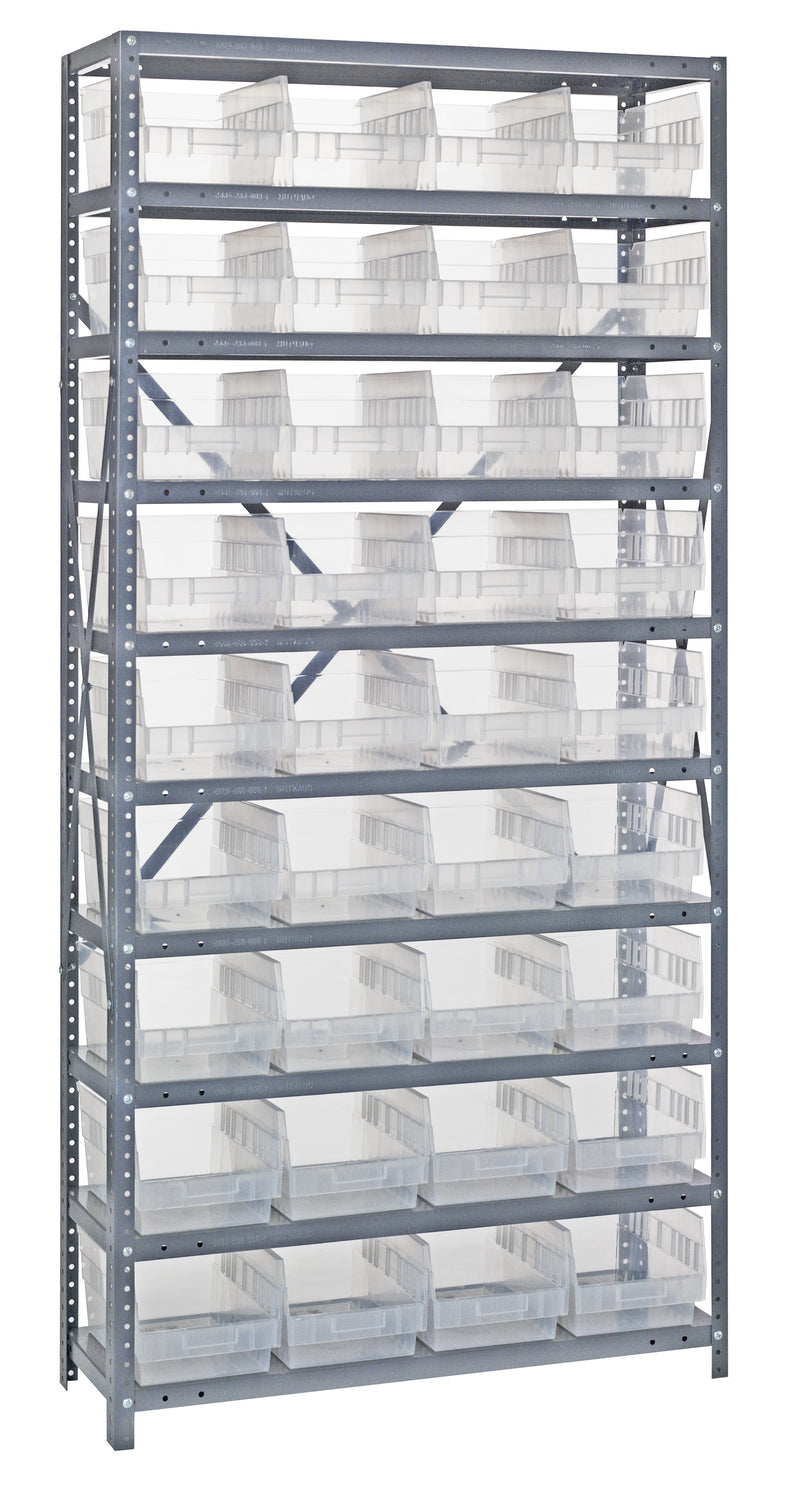 Quantum Clear-View Steel Shelving Units – 1275-207CL to 1839-210CL – 1275-207CL – Clear