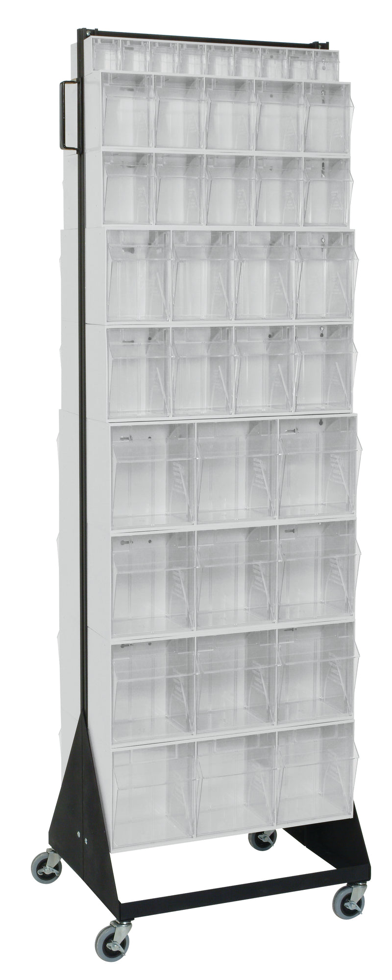 Quantum Clear Tip-Out Bin Stand – 16" x 23-5/8" x 75" – QFS270-72 – QFS400 – White