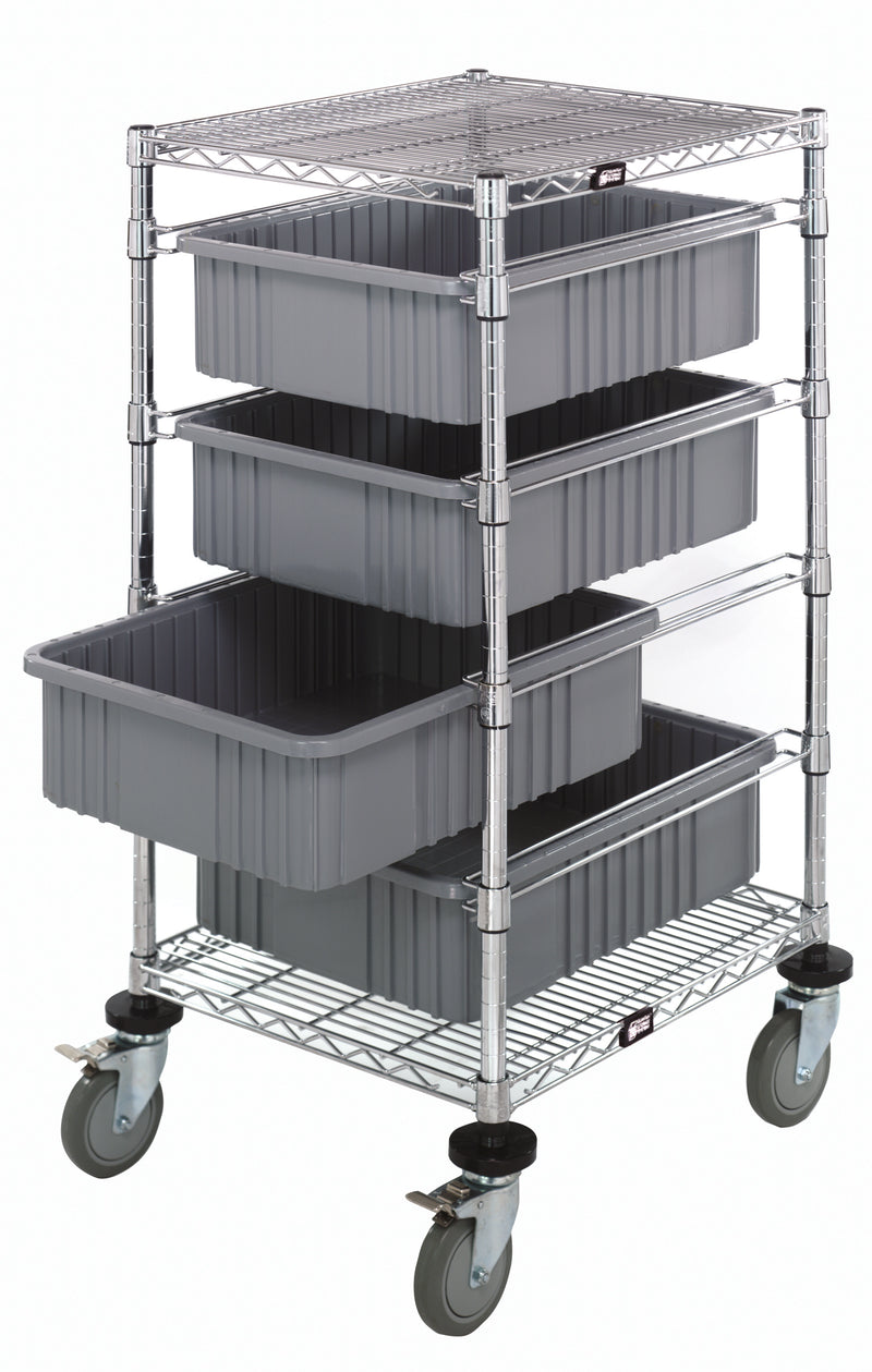Quantum Dividable Grid Container Bin Carts – 21" x 24" x 45" – BC212434M1 – Gray