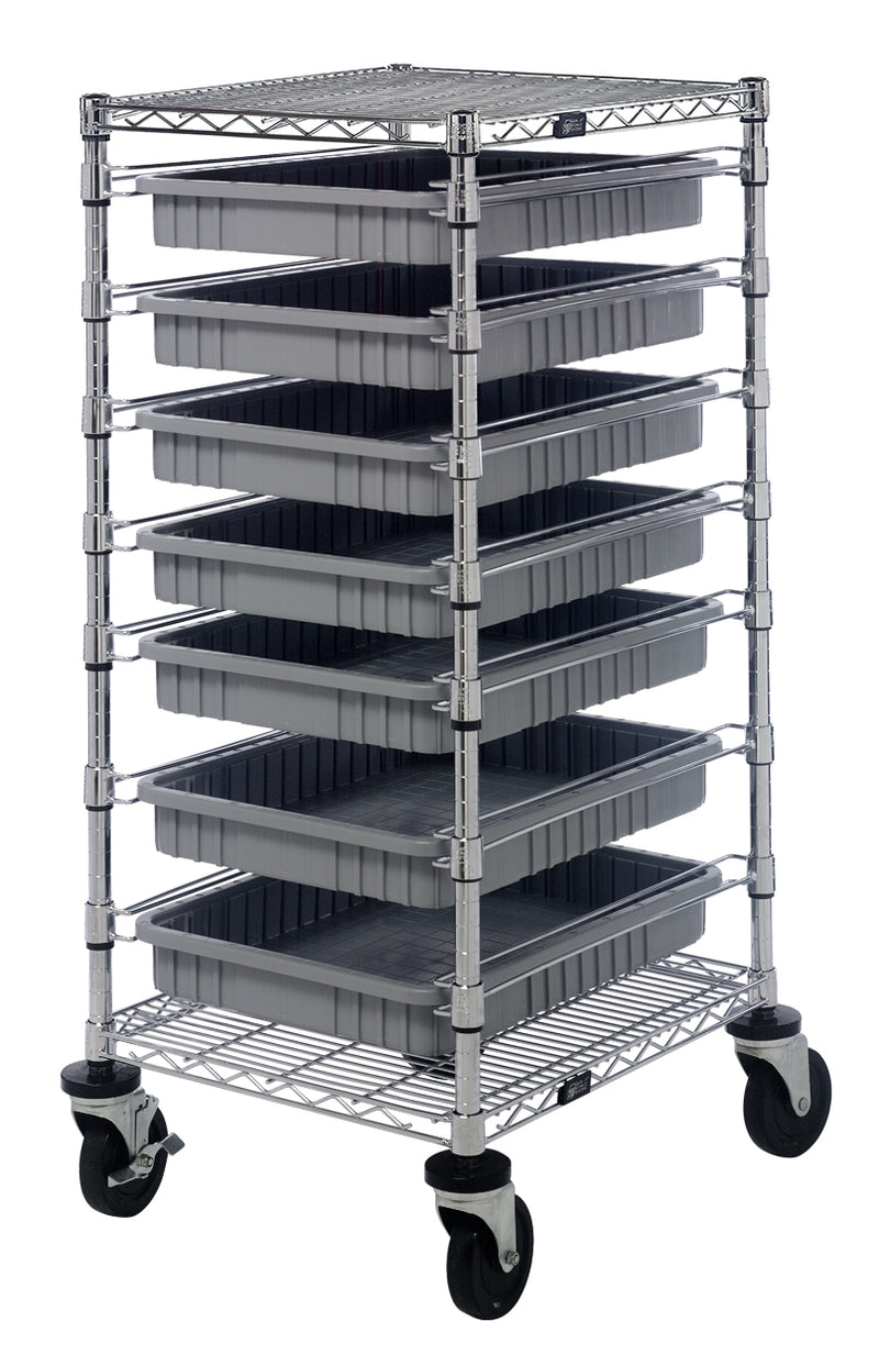 Quantum Dividable Grid Container Bin Carts – 21" x 24" x 45" – BC212439M2 – Gray