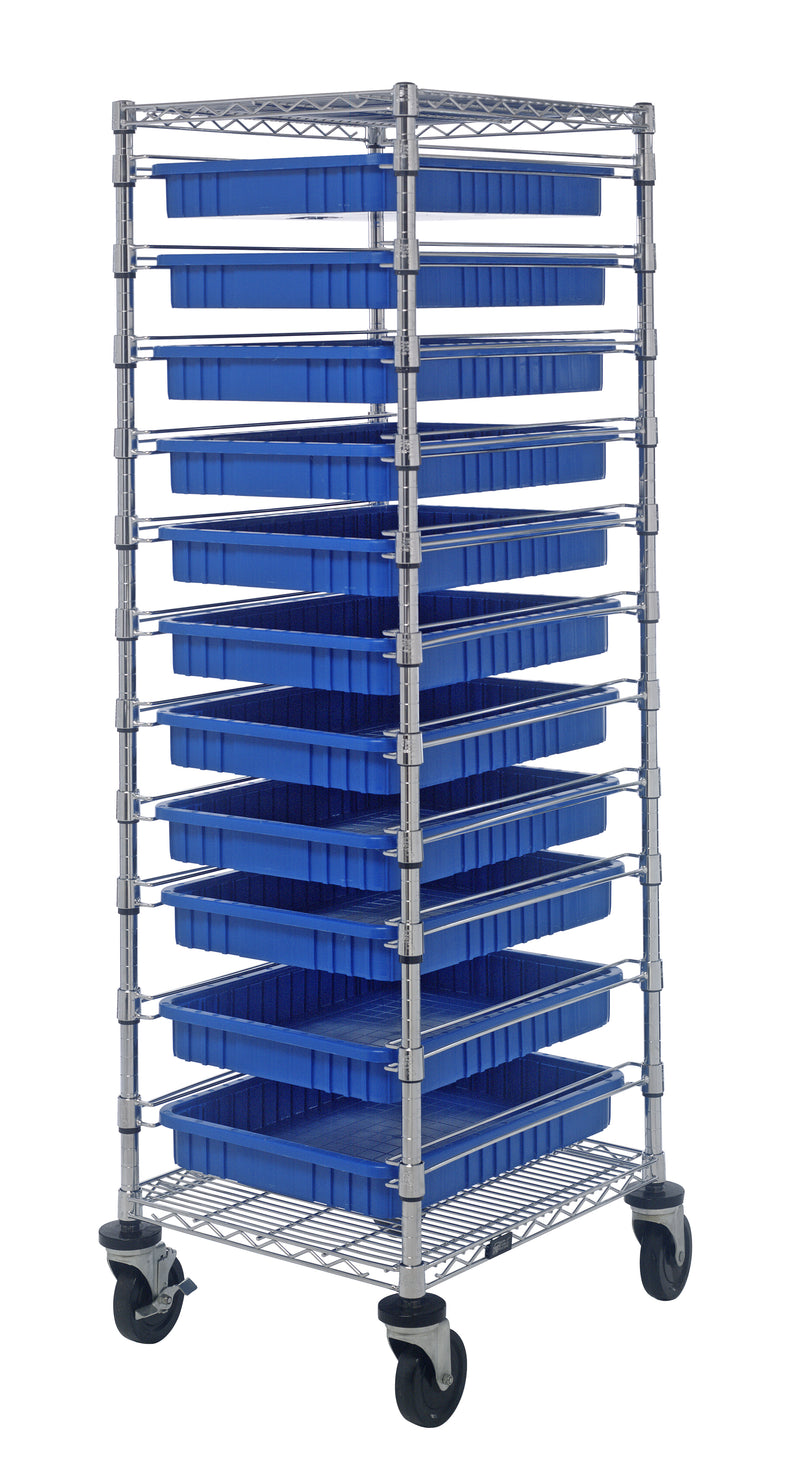Quantum Dividable Grid Container Bin Carts – 21" x 24" x 69" – BC212469M2 – Blue