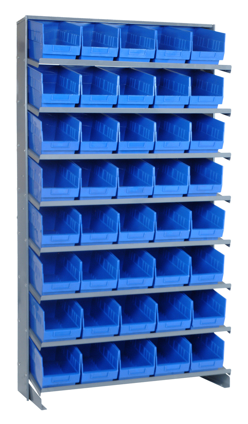 Quantum Single-Sided Pick Racks with Bins – 12" x 36" x 63-1/2" – Kit – QPRS-202 – Blue
