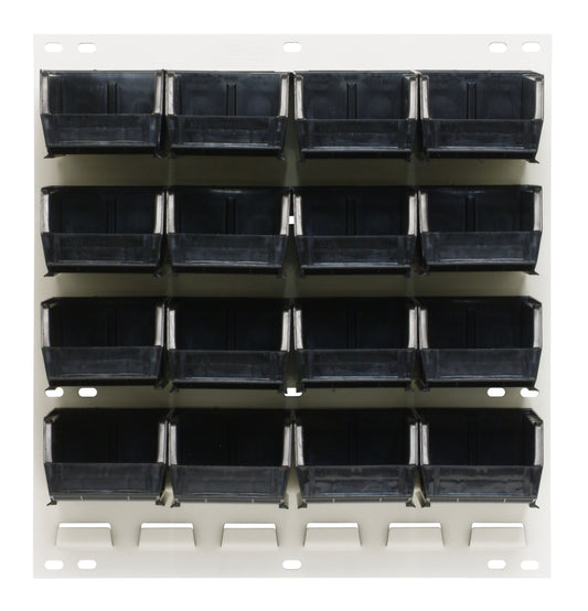 Quantum Stack & Hang Oyster White Louvered Panel with Bins – 18" x 19" – Kit – QLP-1819HC – 210-16 – Black