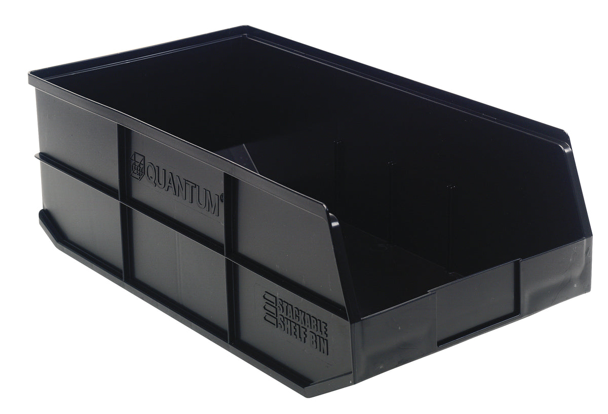 Quantum Stackable Shelf Bins – SSB463 to SSB485 – Case Pack – 20-1/2" x 11" x 7" – SSB485 – Black