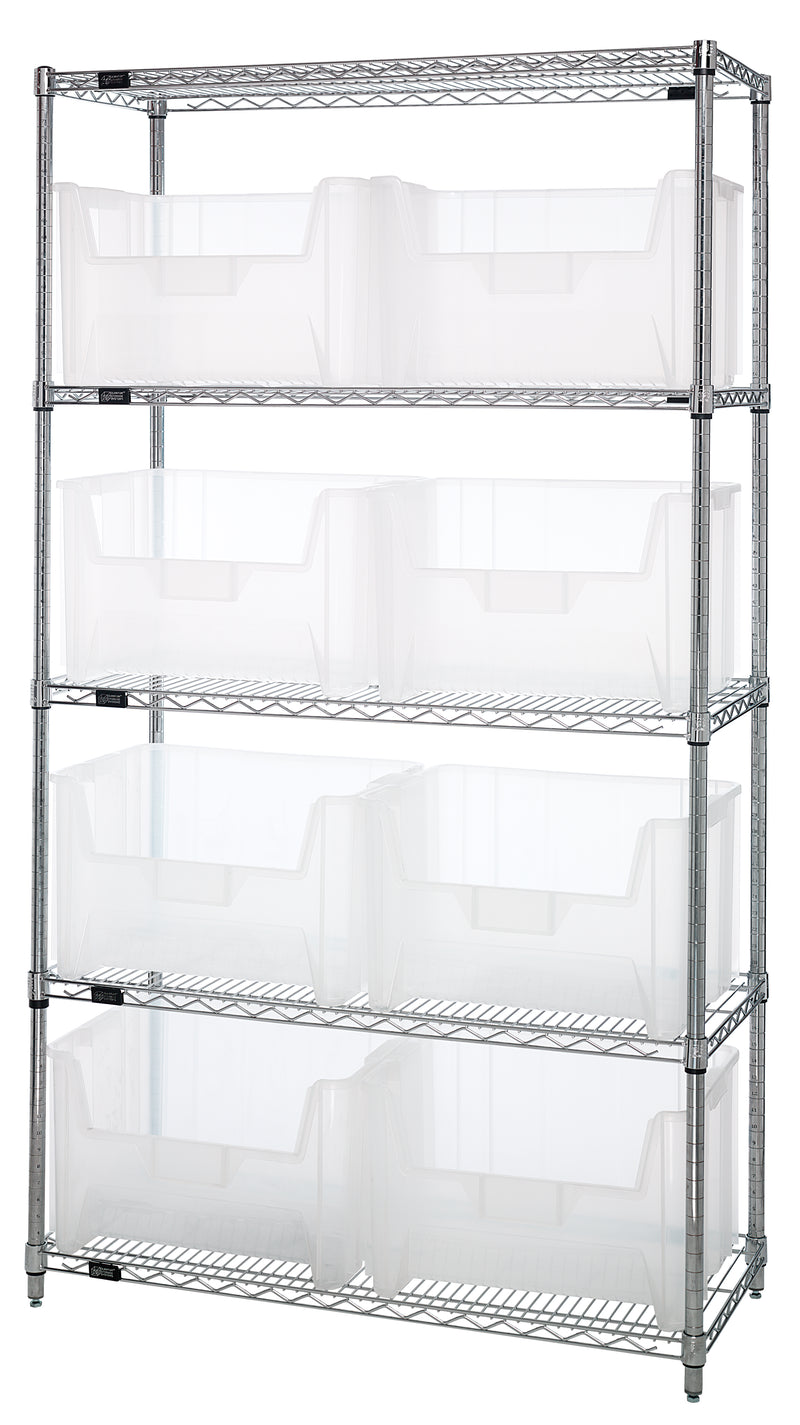 Quantum Clear-View Wire Shelving – WR5-600CL – 42" x 18" x 74" – WR5-700CL – Clear