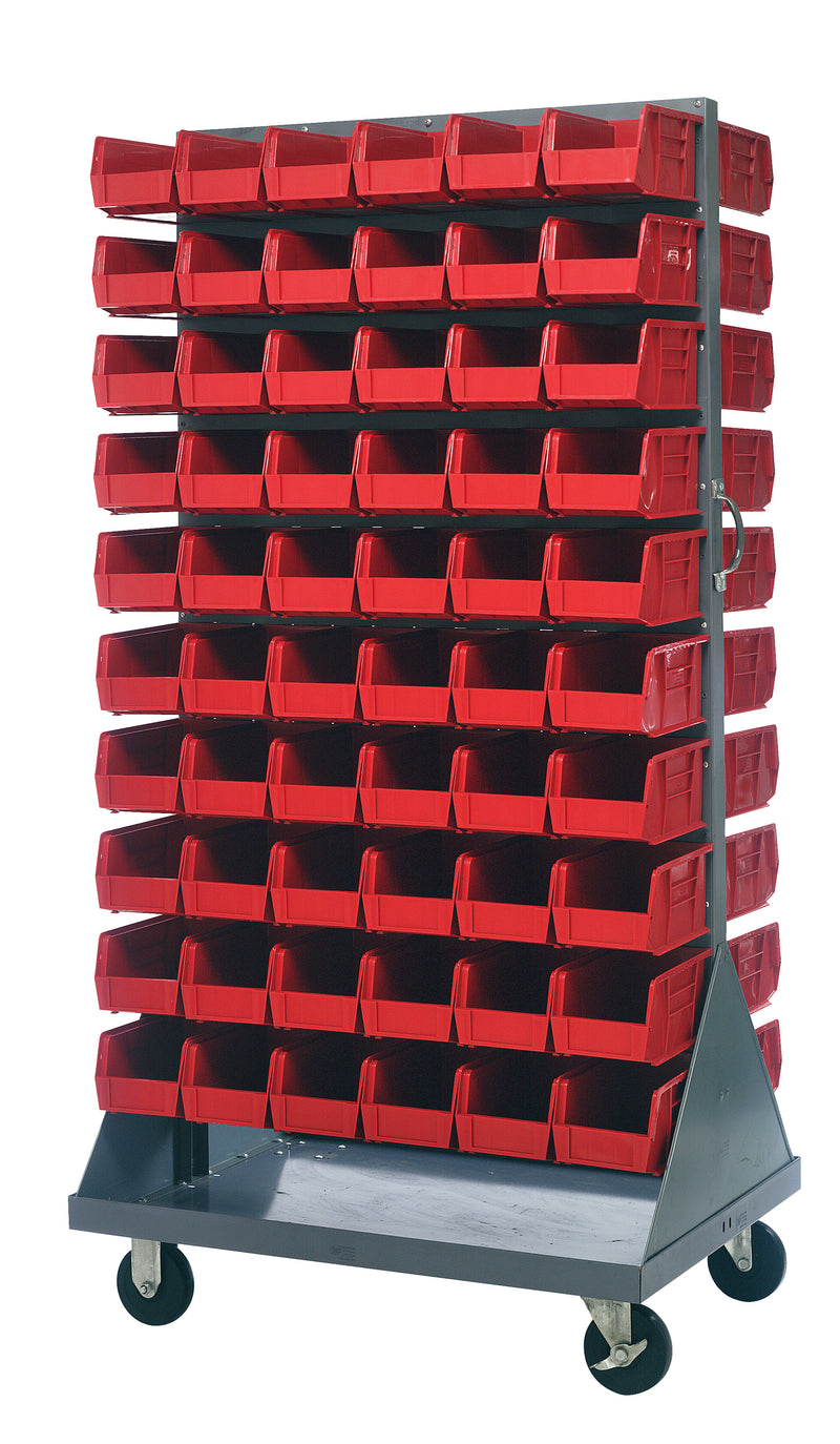 Quantum Mobile Louvered Panels with Bins – 36" x 25" x 72" – QMD-36H-230 – Red