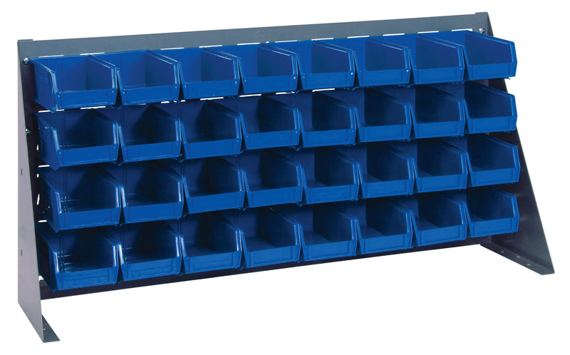 Quantum Louvered Panel Bench Racks with Bins – 36" x 8" x 19" – QBR-3619-220-32 – Blue