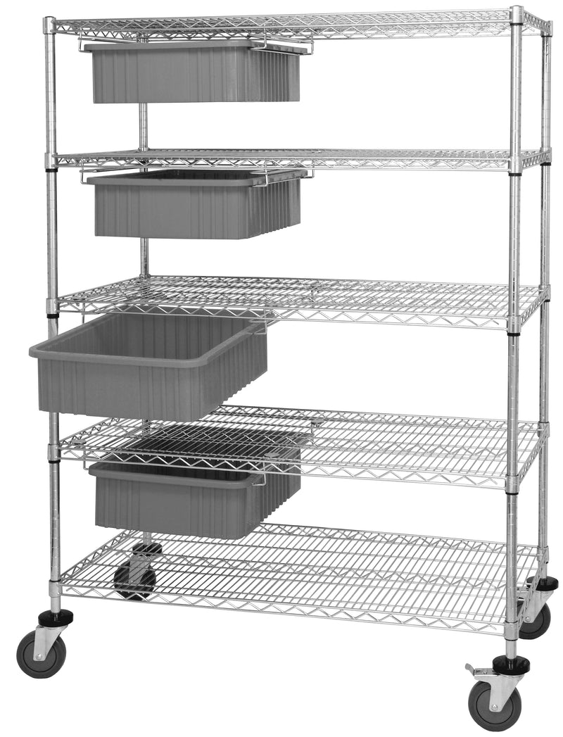 Quantum Dividable Grid Container Bin Carts – 24" x 36" x 69" – WRC5-63-2436-93060 – Gray