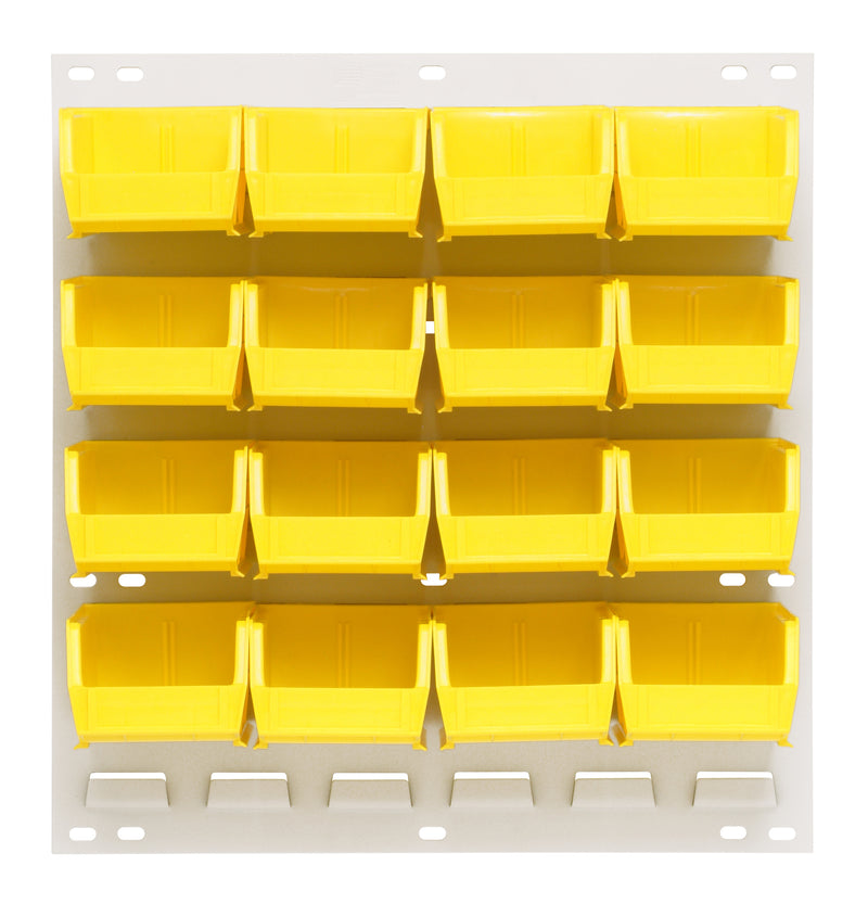 Quantum Stack & Hang Oyster White Louvered Panel with Bins – 18" x 19" – Kit – QLP-1819HC – 210-16 – Yellow