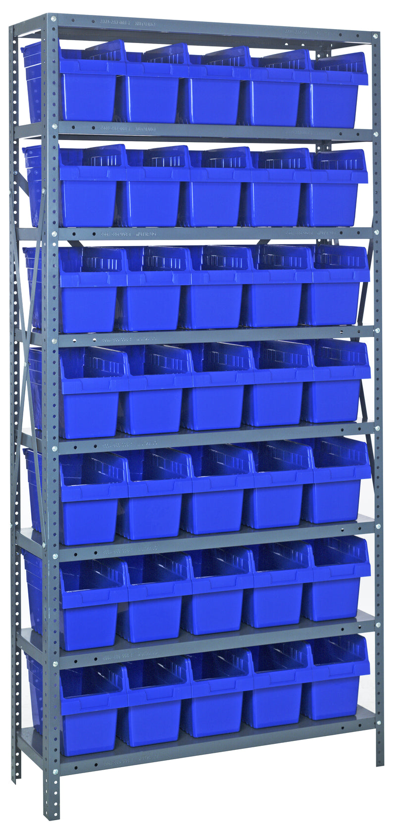 Quantum Store-Max 8" Shelf Bin Steel Shelving Systems with Bins – 1239-SB801 to 1275-SB802 – 1275-SB802 – Blue