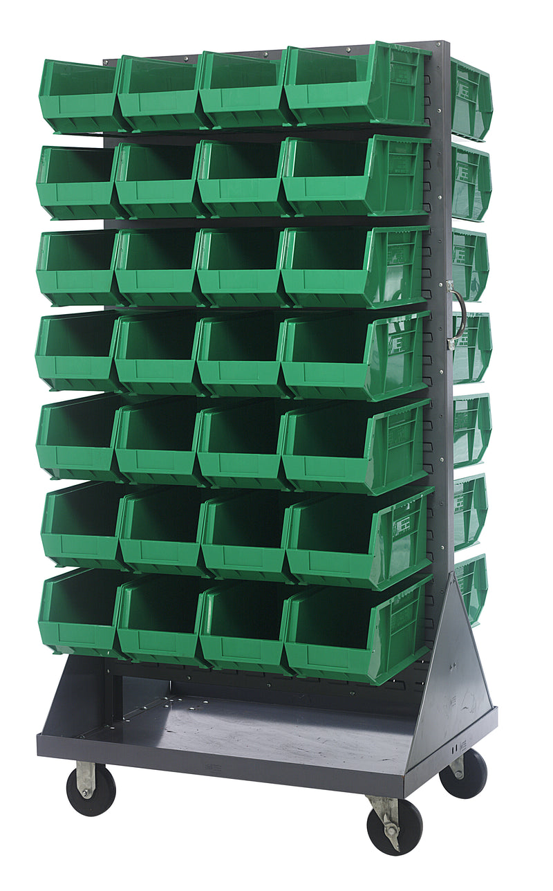 Quantum Mobile Louvered Panels with Bins – 36" x 25" x 72" – QMD-36H-240 – Green