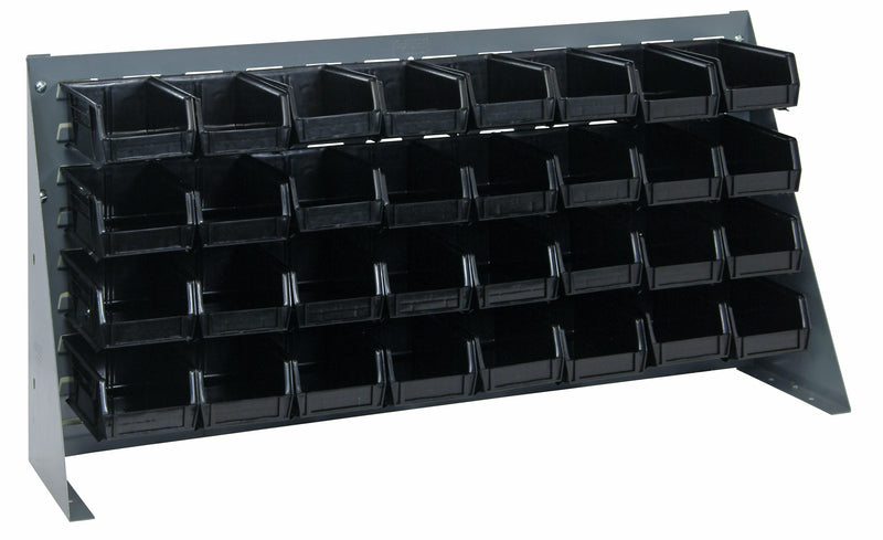 Quantum Louvered Panel Bench Racks with Bins – 36" x 8" x 19" – QBR-3619-220-32 – Black