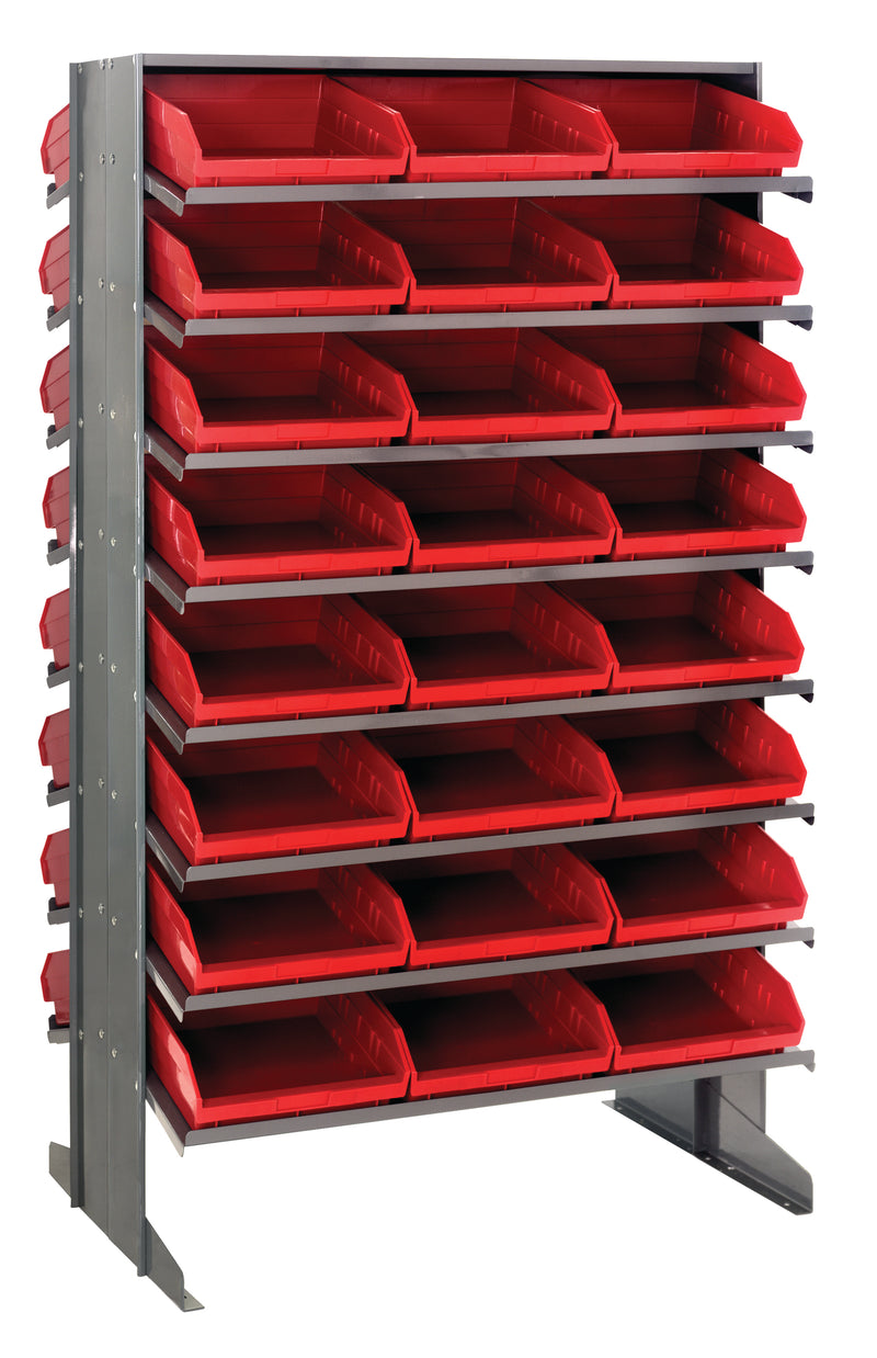 Quantum Double-Sided Pick Racks with Bins – 24" x 36" x 60" – QPRD-109 – Red