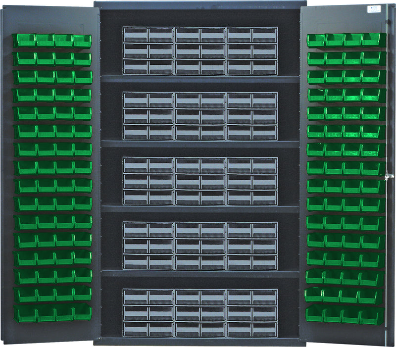 Quantum Storage Cabinets with Bins – 24" x 48" x 78" – QSC Series – QSC-QIC64 – Green