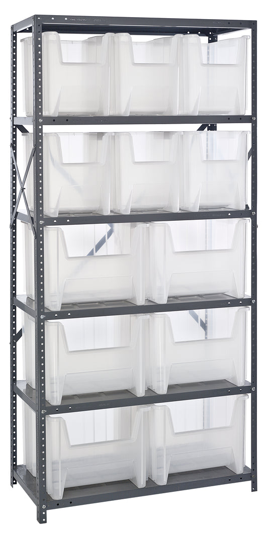 Quantum Clear-View Steel Shelving – 18" x 36" x 75" – QSBU-600800CL – Clear