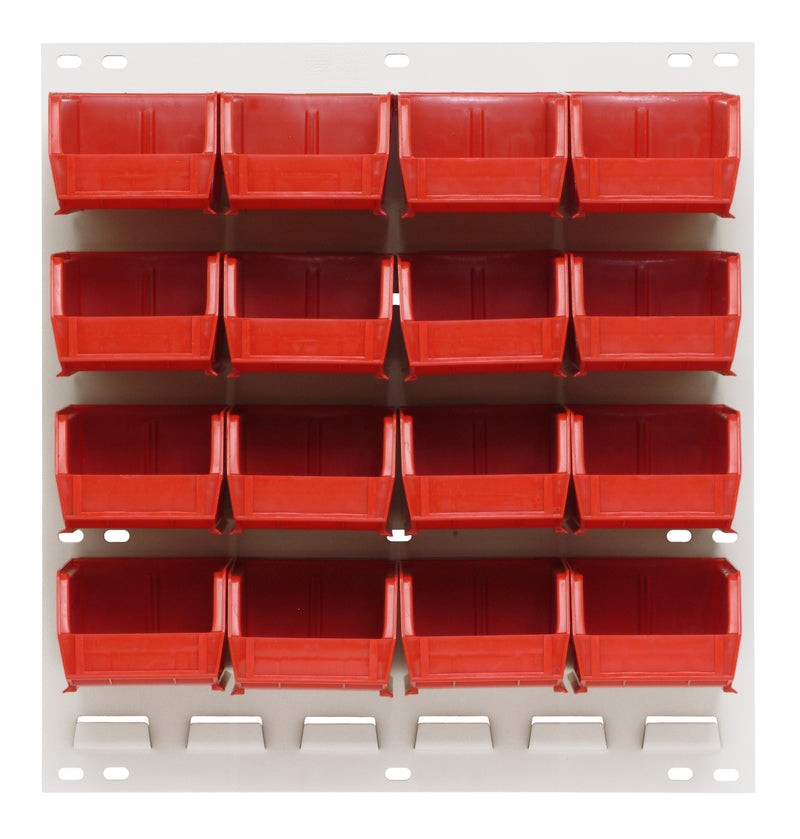 Quantum Stack & Hang Oyster White Louvered Panel with Bins – 18" x 19" – Kit – QLP-1819HC – 220-16 – Red