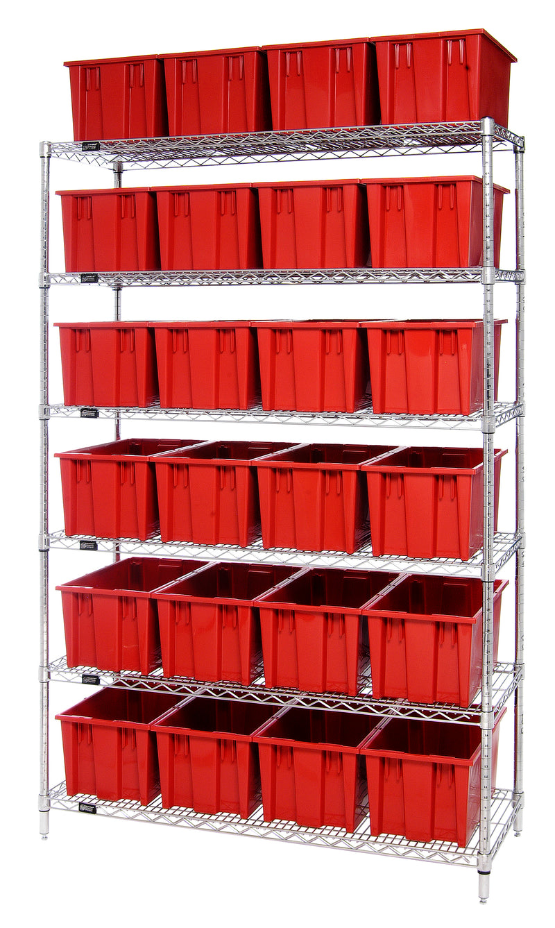 Quantum Stack & Nest Container Wr4-12225 – 48" x 18" x 74" – WR6-24185 – Red