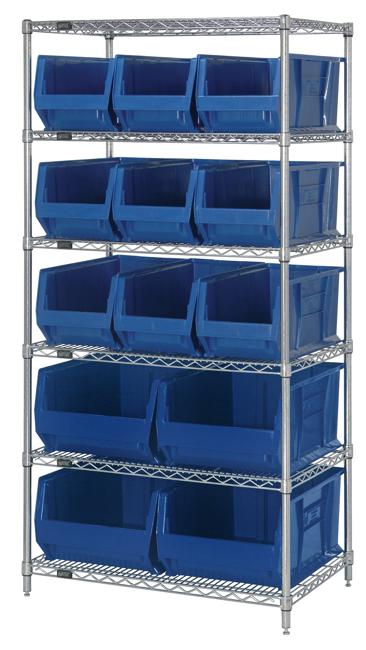 Quantum 24" Wire Shelving Systems – 36" x 24" x 74" – WR6-953 to WR8-950 – WR6-953 – 954 – Blue