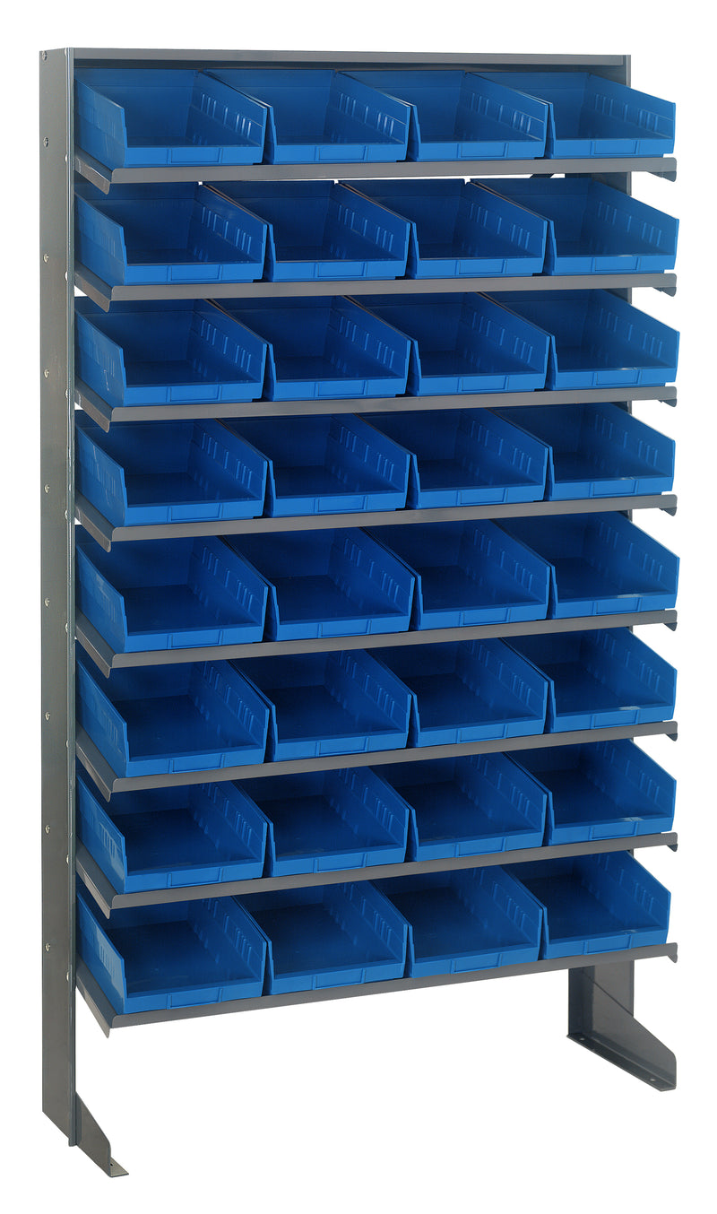 Quantum Single-Sided Pick Racks with Bins – 12" x 36" x 60" – QPRS-107 – Blue