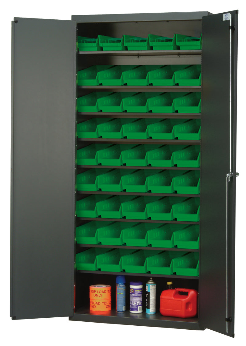 Quantum Storage Cabinets with Bins – 18" x 36" x 78" – QPR Series – QPR-102 – Green