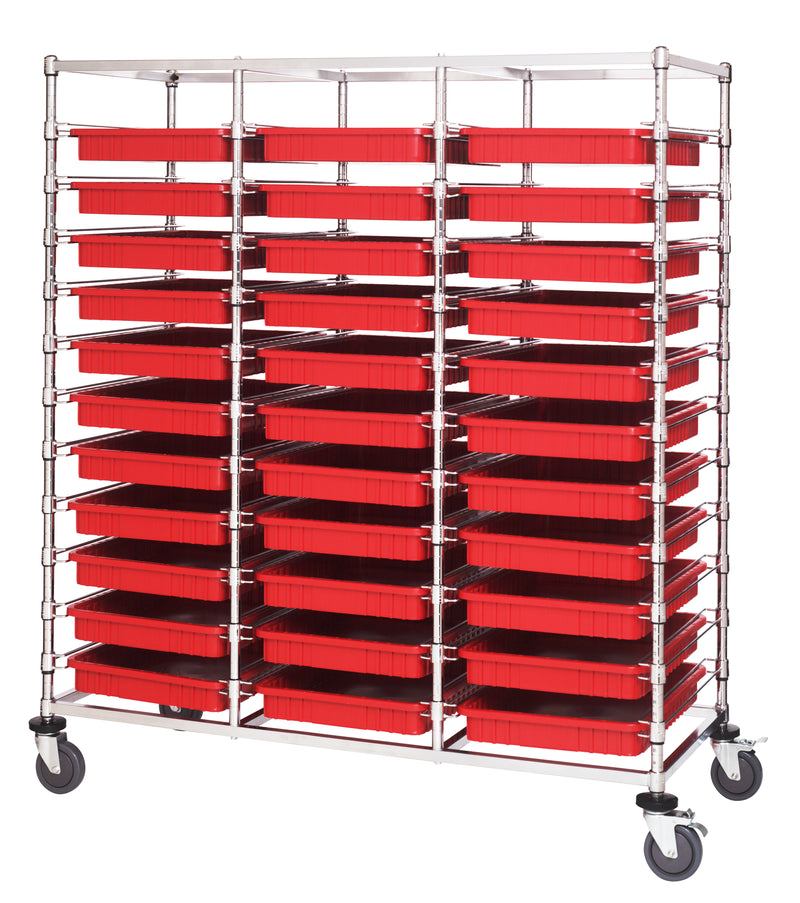 Quantum Dividable Grid Container Bin Carts – 24" x 60" x 69" – BC216069M2T – Red