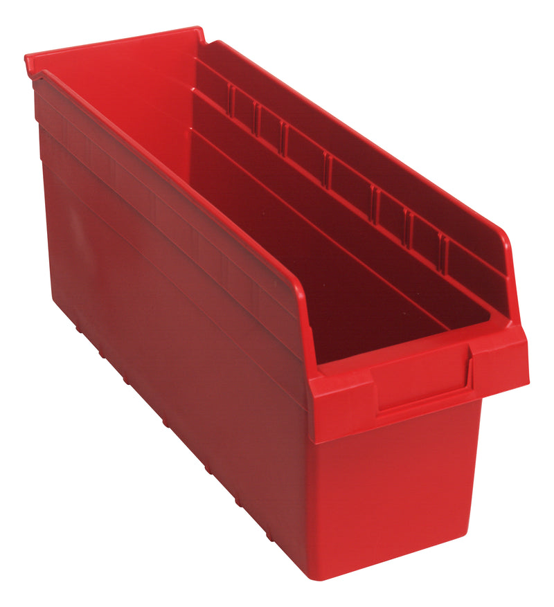 Quantum 8" Shelf Bins – QSB801 to QSB806 – Case Pack – 17-7/8" x 6-5/8" x 8" – QSB804 – Red