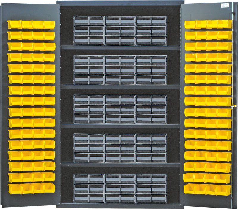Quantum Storage Cabinets with Bins – 24" x 48" x 78" – QSC Series – QSC-QIC64 – Yellow
