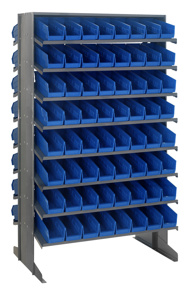 Quantum Double-Sided Pick Racks with Bins – 24" x 36" x 60" – QPRD-101 – Blue