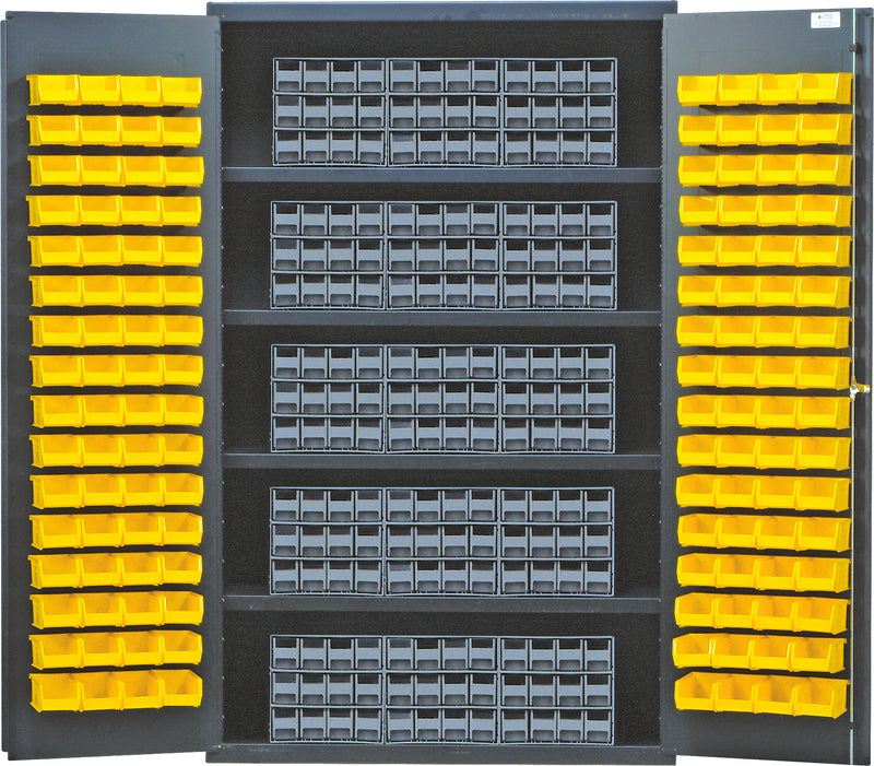 Quantum Storage Cabinets with Bins – 24" x 48" x 78" – QSC Series – QSC-QIC122 – Yellow