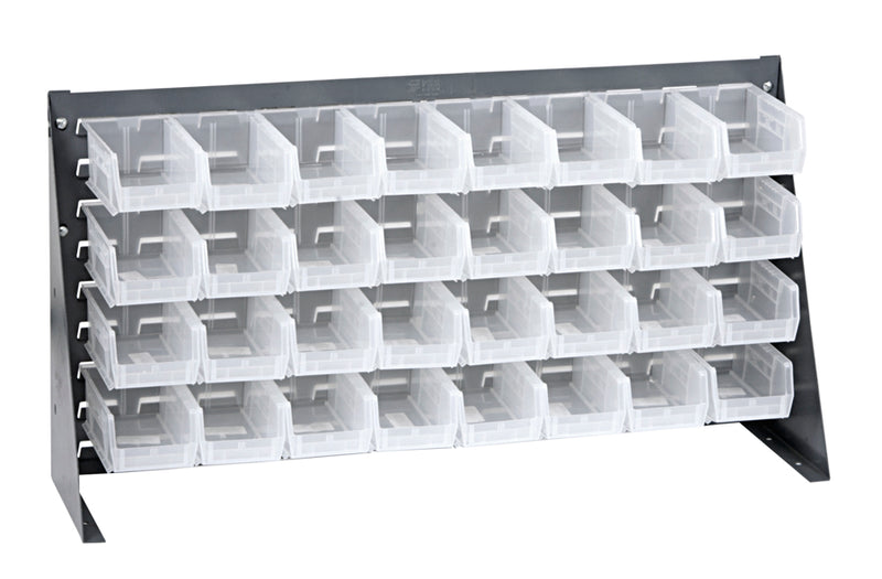 Quantum Bench Racks with Clear Bins – 36" x 8" x 19" – QBR-3619-220-32CL – Clear