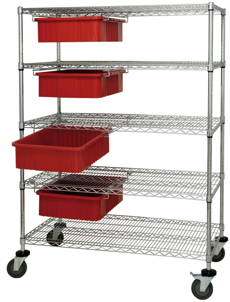 Quantum Dividable Grid Container Bin Carts – 24" x 60" x 69" – WRC5-63-2460-93060 – Red