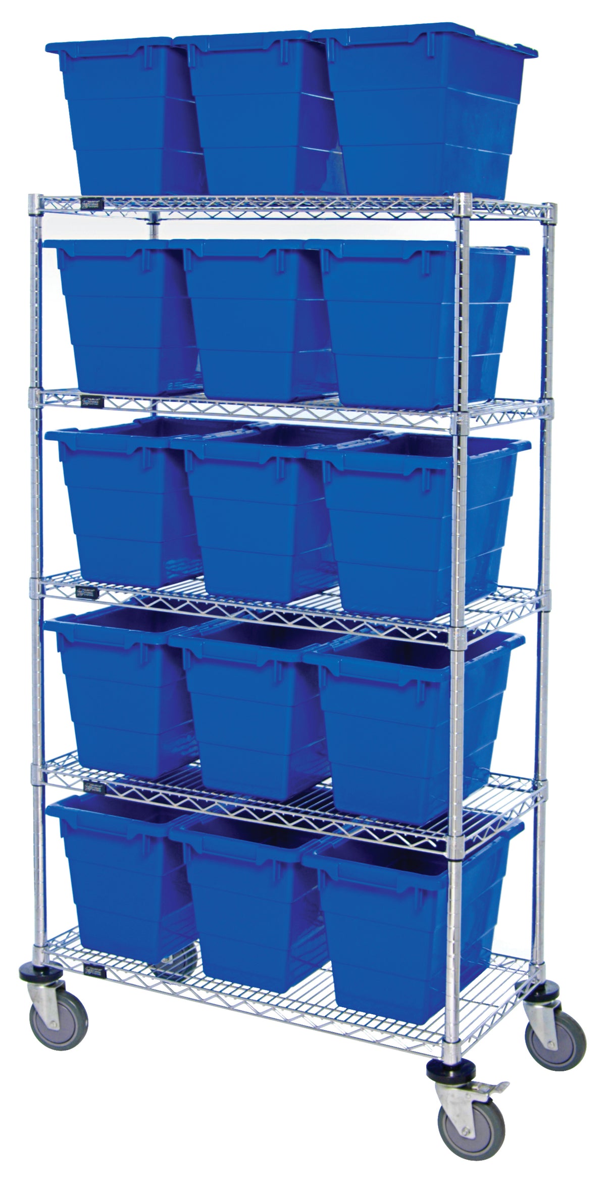 Quantum Cross-Stack Tub Wire Shelving – 36" x 18" x 69" – MWR5-1711-12 – Blue