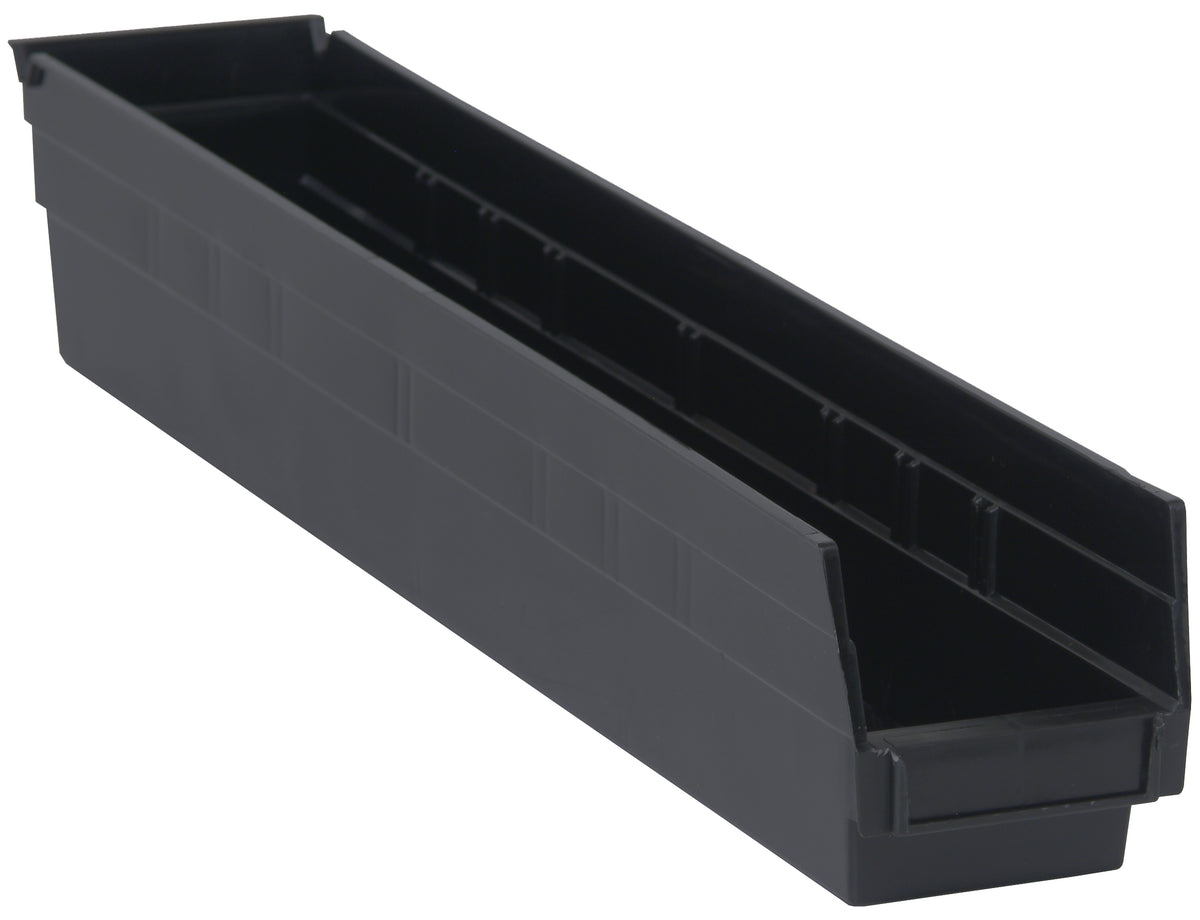 Quantum 4" Shelf Bins – QSB105 to QSB110 – Case Pack – 23-5/8" x 4-1/8" x 4" – QSB105 – Black