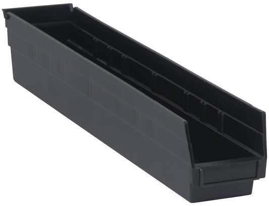 Quantum 4" Shelf Bins – QSB105 to QSB110 – Case Pack – 23-5/8" x 4-1/8" x 4" – QSB105 – Black