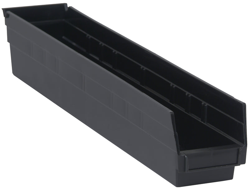 Quantum 4" Shelf Bins – QSB105 to QSB110 – Case Pack – 23-5/8" x 4-1/8" x 4" – QSB105 – Black