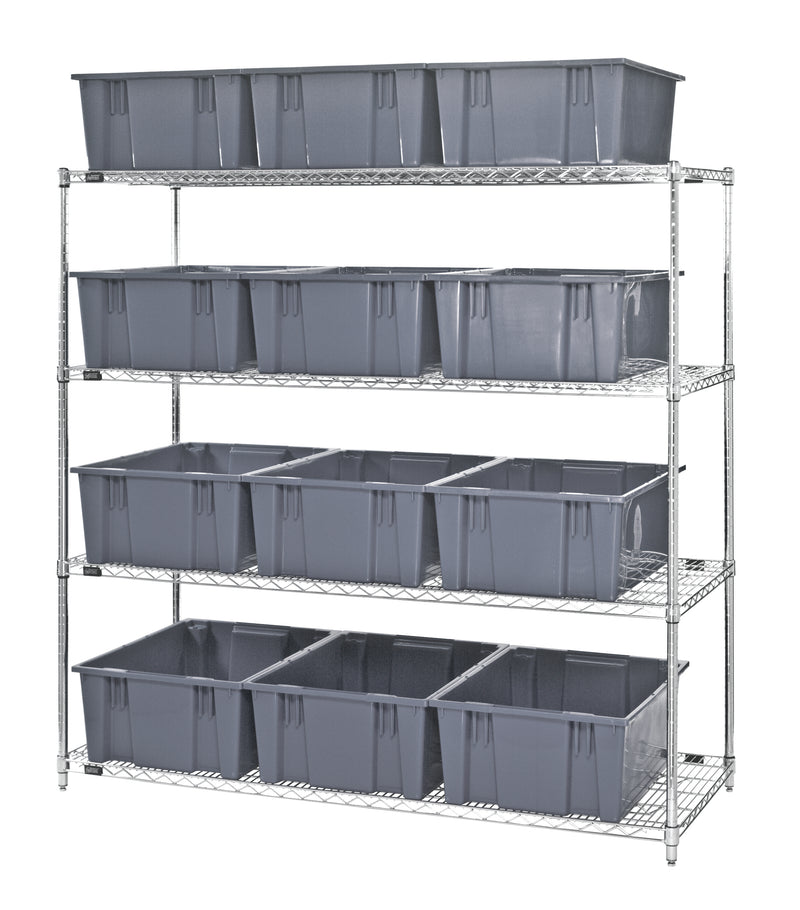 Quantum Stack & Nest Container Wr4-12225 – 60" x 24" x 63" – WR4-12225 – Gray