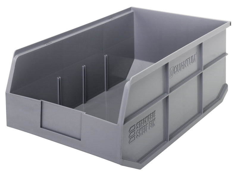 Quantum Stackable Shelf Bins – SSB463 to SSB485 – Case Pack – 18" x 11" x 7" – SSB465 – Gray