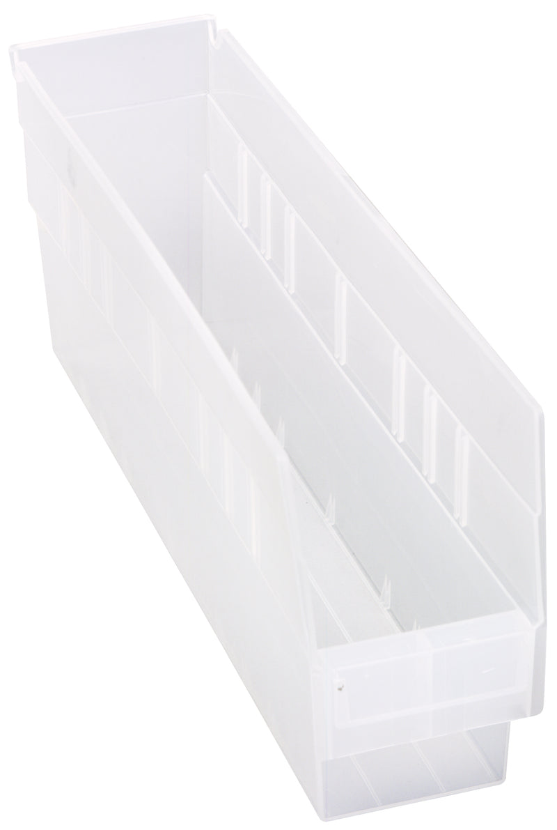 Quantum Clear-View Store-More 6" Shelf Bins – QSB201CL to QSB206CL – Case Pack – 17-7/8" x 4-1/8" x 6" – QSB203CL – Clear