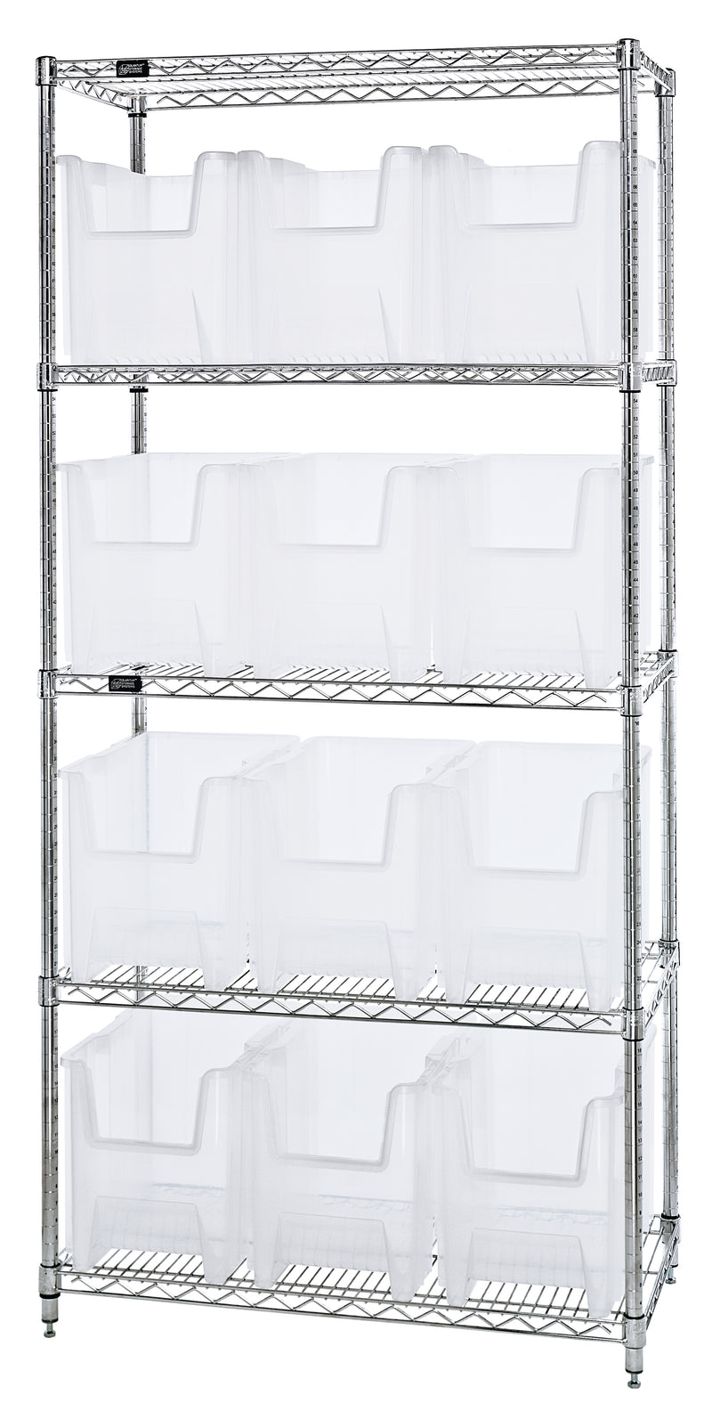 Quantum Clear-View Wire Shelving – WR5-600CL – 36" x 18" x 74" – WR5-600CL – Clear