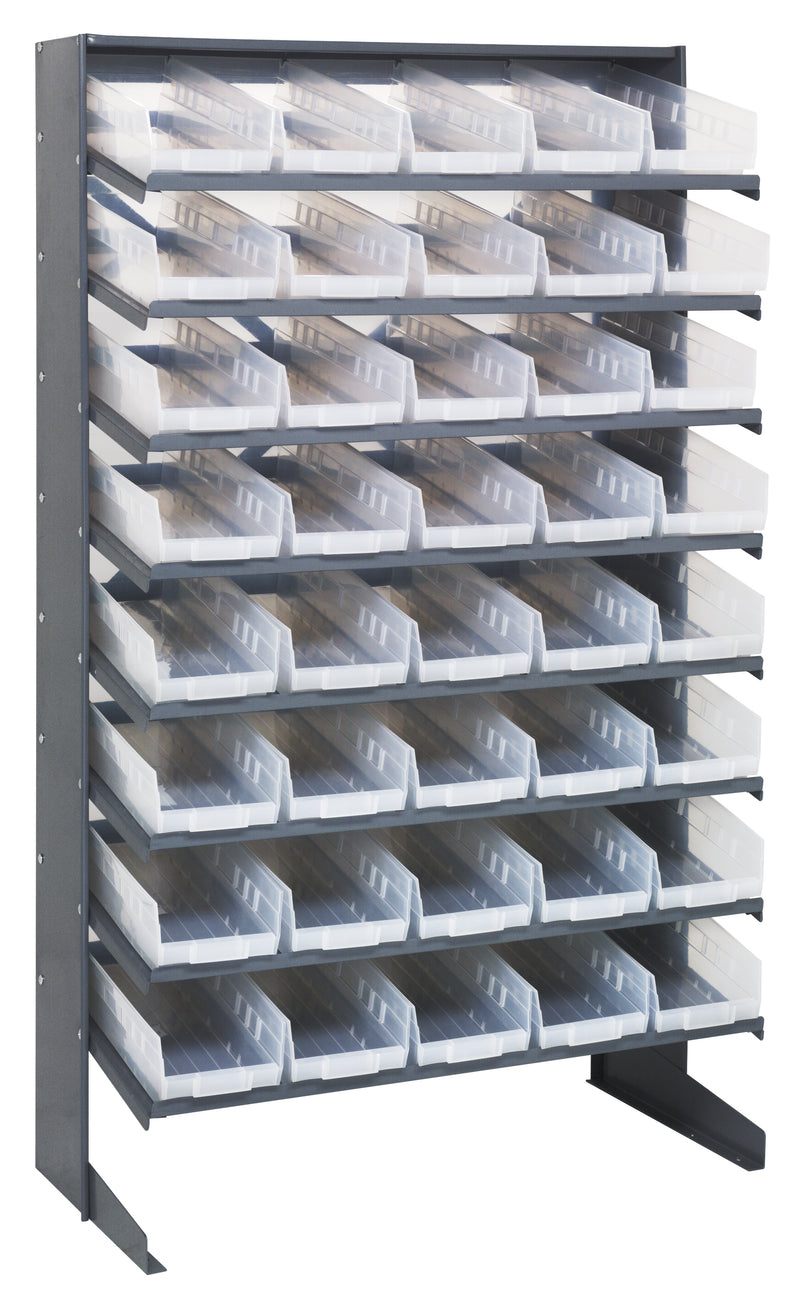 Quantum Single-Sided Pick Racks – 18" x 36" x 60" – QPRS-104CL – Clear