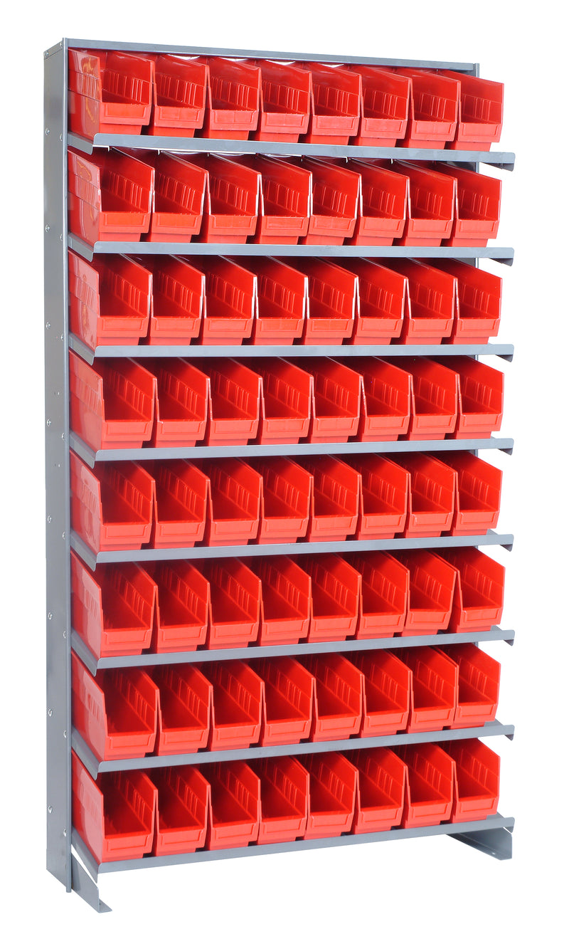 Quantum Single-Sided Pick Racks with Bins – 12" x 36" x 63-1/2" – Kit – QPRS-201 – Red