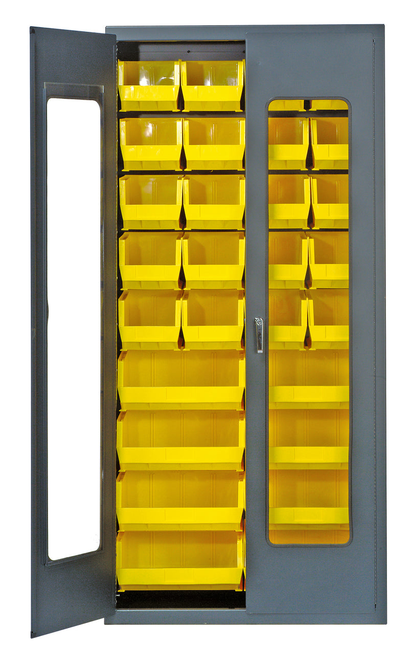 Quantum Storage Cabinets with Bins – 18" x 36" x 78" – QSC Series – QSC-C240250 – Yellow