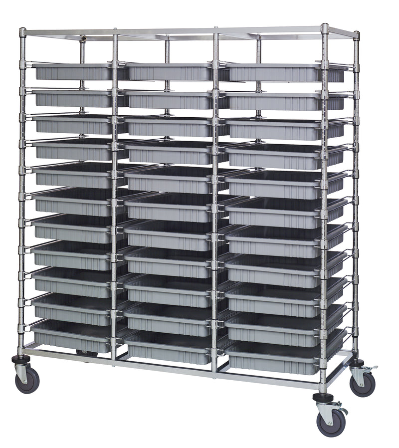 Quantum Dividable Grid Container Bin Carts – 24" x 60" x 69" – BC216069M2T – Gray