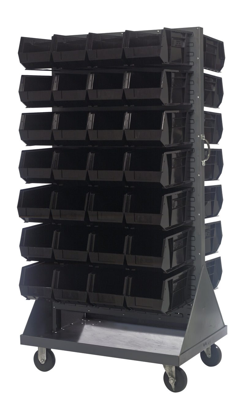 Quantum Mobile Louvered Panels with Bins – 36" x 25" x 72" – QMD-36H-240 – Black