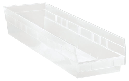Quantum Clear-View Economy 4" Shelf Bins – QSB106CL to QSB114CL – Case Pack – 23-5/8" x 6-5/8" x 4" – QSB106CL – Clear