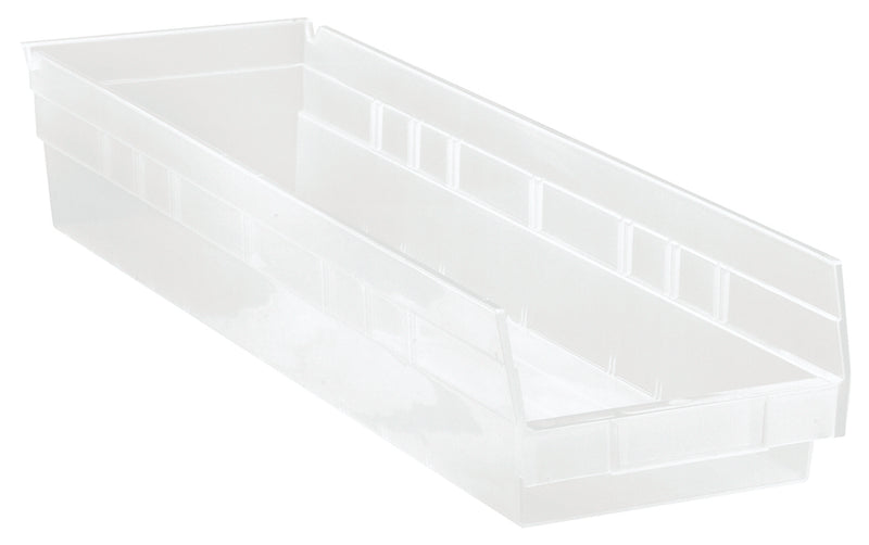 Quantum Clear-View Economy 4" Shelf Bins – QSB106CL to QSB114CL – Case Pack – 23-5/8" x 6-5/8" x 4" – QSB106CL – Clear